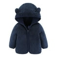 thumbnail image 1 of Toddler Baby Boy Girl Fleece Hooded Jackets Cute Solid Color Zipper Coat Fuzzy Winter Warm Sweatshirt Hoodie Outwear, 1 of 3