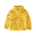 thumbnail image 1 of Toddler Baby Boy Girl Fleece Outfits Long Sleeve Jacket with Pockets Zipper Closure Fuzzy Coat Plush Fleece Pullover Sweatshirt Winter Warm Outwear Yellow 2-3 Years, 1 of 3