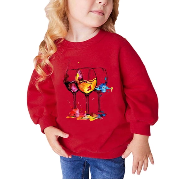 Toddler Baby Boy Girl Fleece Pullover Sweatshirt Long Sleeve Hooded Blouse Fall and Winter Middle Big Girls Boys Heart Print Long Sleeve Top Sweater Red 2-3 Years