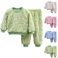 thumbnail image 1 of Toddler Baby Boy Girl Fleece Two Piece Clothes Long Sleeve Plush Pullover Sweatshirt+Trousers Set Cute Outfit, 1 of 4