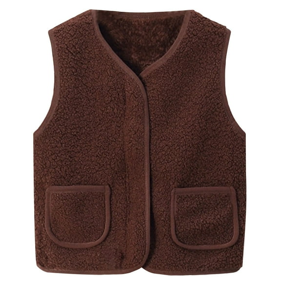 Toddler Baby Boy Girl Fleece Vest Fuzzy Sherp𝐚 Fleece Lined Sleeveless Waistcoat Fall Winter Faux Fu𝐫 Jacket with Pocket Coat