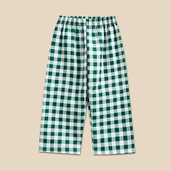 Toddler Baby Boy Girl Gingham Pants Retro Elastic Waist Checkered Plaid Long Pants Casual Sweatpants Bottoms