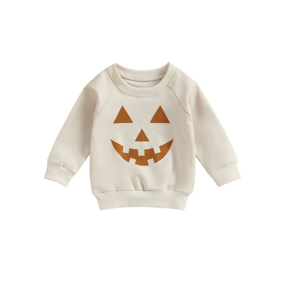Toddler Baby Boy Girl Halloween Clothes Pumpkin Face Sweatshirts Pullover Long Sleeve Tops Cute Fall Winter Blouse