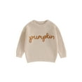 thumbnail image 1 of Toddler Baby Boy Girl Halloween Outfit Knit Chunky Pumpkin Sweaters Crew Neck Pullover Sweatshirt Tops Fall Winter Clothes, 1 of 8