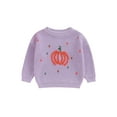 thumbnail image 1 of Toddler Baby Boy Girl Halloween Outfit Knit Chunky Pumpkin Sweaters Crew Neck Pullover Sweatshirt Tops Fall Winter Clothes, 1 of 7