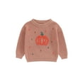 thumbnail image 1 of Toddler Baby Boy Girl Halloween Outfit Knit Chunky Pumpkin Sweaters Crew Neck Pullover Sweatshirt Tops Fall Winter Clothes, 1 of 7