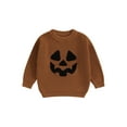 thumbnail image 1 of Toddler Baby Boy Girl Halloween Outfit Knit Chunky Pumpkin Sweaters Crew Neck Pullover Sweatshirt Tops Fall Winter Clothes, 1 of 8
