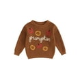 thumbnail image 1 of Toddler Baby Boy Girl Halloween Outfit Knit Chunky Pumpkin Sweaters Crew Neck Pullover Sweatshirt Tops Fall Winter Clothes, 1 of 7