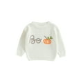 thumbnail image 1 of Toddler Baby Boy Girl Halloween Outfit Knit Chunky Pumpkin Sweaters Crew Neck Pullover Sweatshirt Tops Fall Winter Clothes, 1 of 1