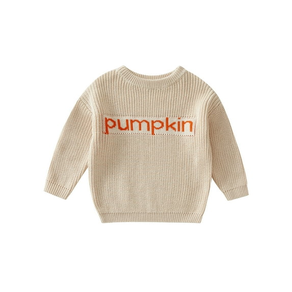Toddler Baby Boy Girl Halloween Outfit Knit Chunky Pumpkin Sweaters Crew Neck Pullover Sweatshirt Tops Fall Winter Clothes