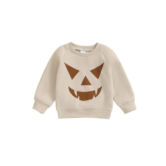 Toddler Baby Boy Girl Halloween Outfit Pumpkin Pullover Sweatshirt Crewneck Sweater Long Sleeve T-Shirt Tops Kids Fall Clothes