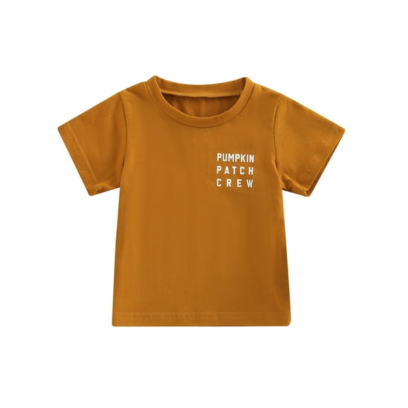 Toddler Baby Boy Girl Halloween Pumpkin Outfit Cute Face T-shirt Top Short Sleeve Pullover Clothes