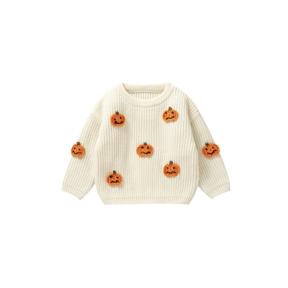 Toddler Baby Boy Girl Halloween Sweater Knit Chunky Pumpkin Sweaters Oversized Pullover Sweatshirt Tops Fall Winter Clothes