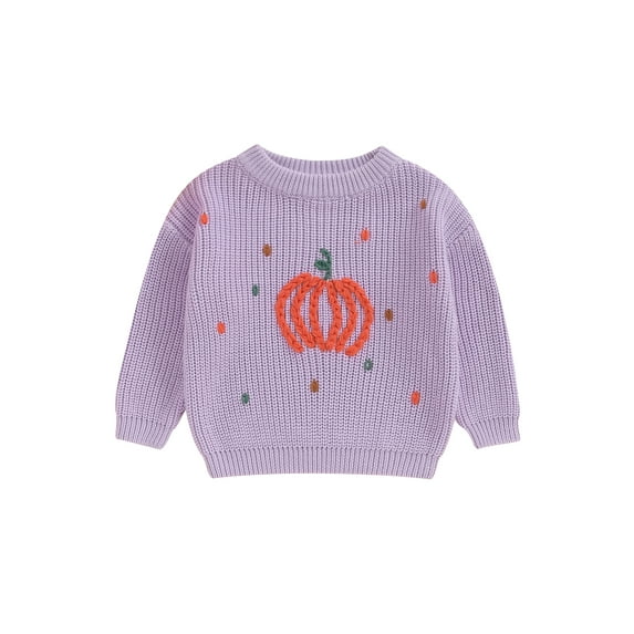 Toddler Baby Boy Girl Halloween Sweater Knit Chunky Pumpkin Sweaters Oversized Pullover Sweatshirt Tops Fall Winter Clothes
