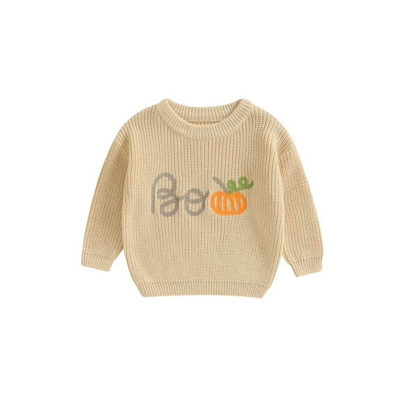 Toddler Baby Boy Girl Halloween Sweater Knit Chunky Pumpkin Sweaters Oversized Pullover Sweatshirt Tops Fall Winter Clothes