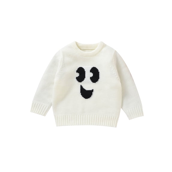 Toddler Baby Boy Girl Halloween Sweater Knitted Crew Neck Pumpkin Face Sweaters Pullover Sweatshirt Tops Fall Winter Clothes
