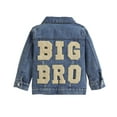 thumbnail image 1 of Toddler Baby Boy Girl Jacket Big Lil Sister/Brother Letter Embroidery Jean Long Sleeve Cardigan Button Denim Coat, 1 of 8