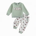 thumbnail image 1 of Toddler Baby Boy Girl Kids Boys Autumn Winter Embroidery Long Sleeve Elastic Waist 6 12 18 24 Months Sweatshirt Pullover Tops + Joggers Pants Outfit Set 2 Piece, 1 of 8