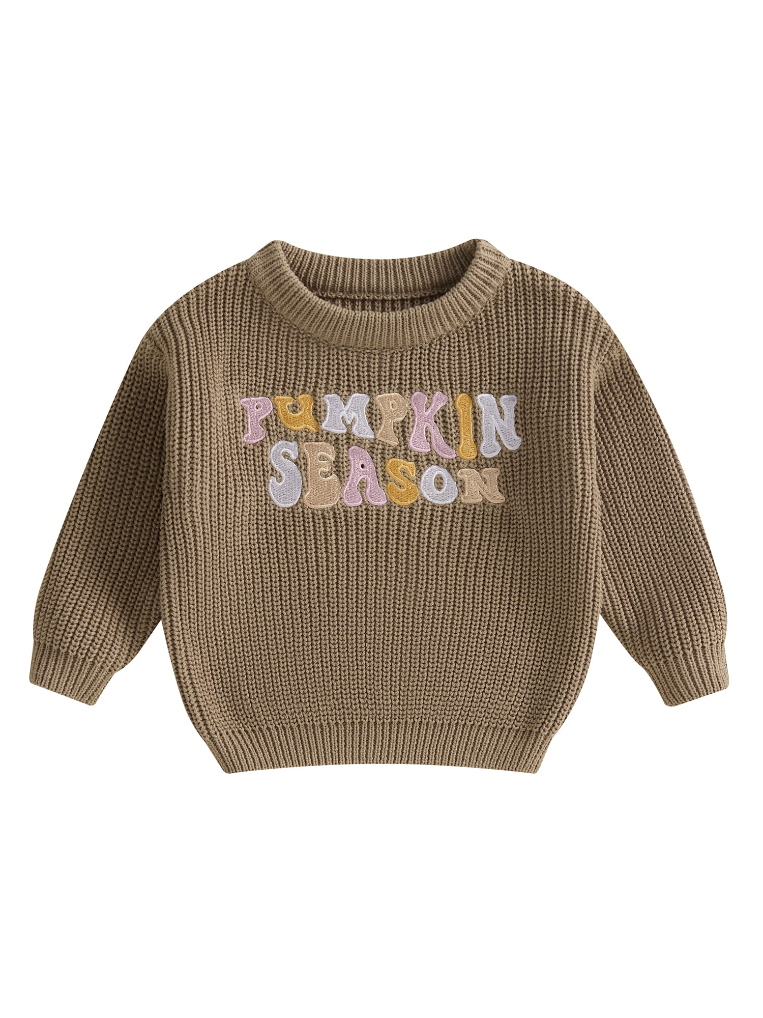 Toddler Baby Boy Girl Knit Sweater Cute Letter Embroidery Long Sleeve