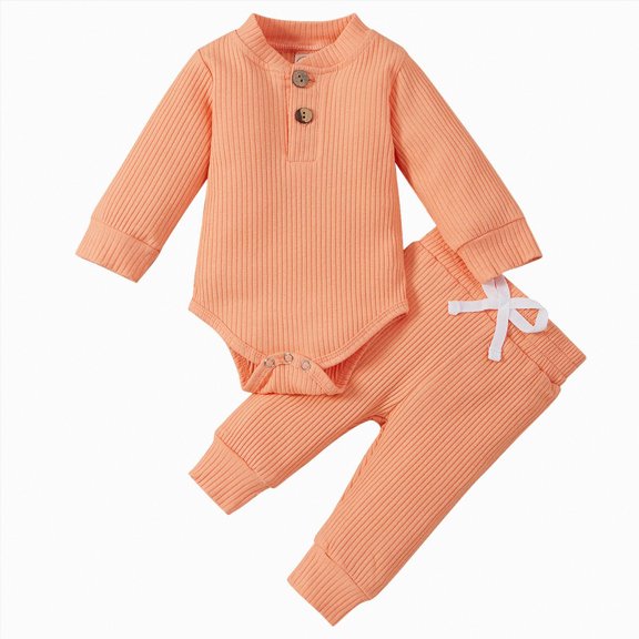 Toddler Baby Boy Girl Little Boys Spring Fall Solid Color Long Sleeve Elastic Waist 6 12 18 24 Months 2T 3T Everyday Outfit Set 2Pcs