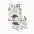 thumbnail image 1 of Toddler Baby Boy Girl Summer Clothes Set Boys Short Sleeve Cartoon Prints T Shirt Tops Shorts Child Kids Gentleman Outfits 6-12 Months 12-24 Months 2t 3t 4t 5t 6t 7t Children(White,0-6 Months), 1 of 7