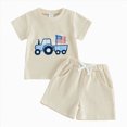 thumbnail image 1 of Toddler Baby Boy Girl Summer Clothes Set Boys Short Sleeve Cartoon Prints T Shirt Tops Shorts Child Kids Gentleman Outfits 6-12 Months 12-24 Months 2t 3t 4t 5t 6t 7t Children 18-24 Months, 1 of 4