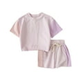 thumbnail image 1 of Toddler Baby Boy Girl Summer Outfits Neutral Clothes Sets Oversized Short Sleeve T-Shirt and Casual Shorts Set, 1 of 9
