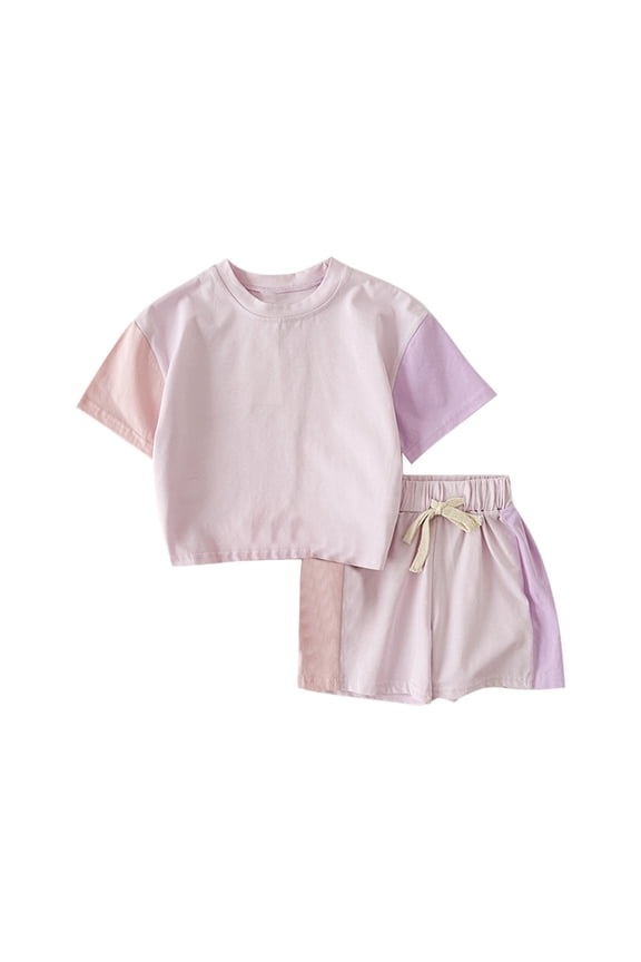 Toddler Baby Boy Girl Summer Outfits Neutral Clothes Sets Oversized Short Sleeve T-Shirt and Casual Shorts Set