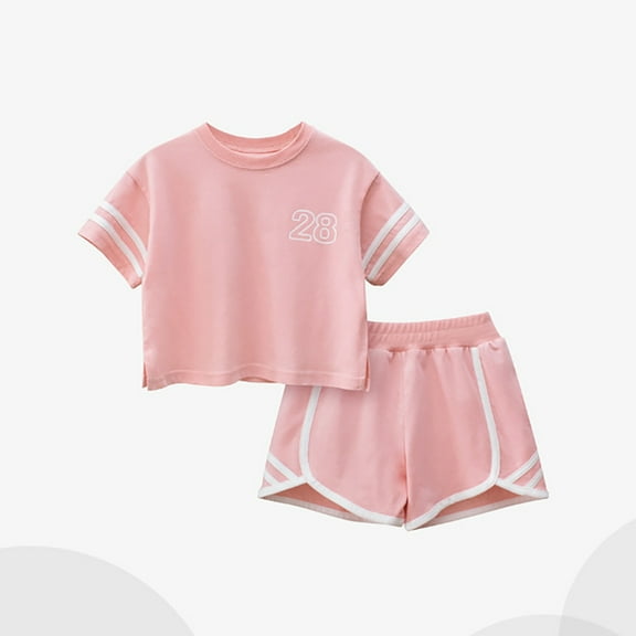Toddler Baby Boy Girl Summer Outfits two Pcs Short Sleeve T-Shirt Tee Tops Casual Shorts Set Cute Clothes for Girls 12-18 Months