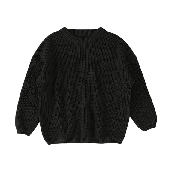 Toddler Baby Boy Girl Sweaters Baby Knit Sweater Round Neck Long Sleeve Solid Pullover Cute Oversized Pullover Fall Baby Boy Girl Outfit for Baby Little Kids Size 8-10