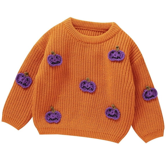 Toddler Baby Boy Girl Sweaters Cute Pumpkin Long Sleeve Crewneck Knitted Pullover Fall Winter Tops Halloween (3 years, Orange)