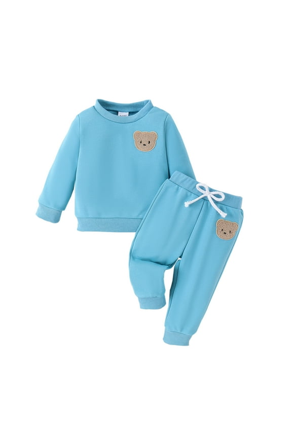 Toddler Baby Boy Girl Sweatshirt and Pants Set Fall Winter Bear Jogger Pants Outfit Suit 9M-5Y