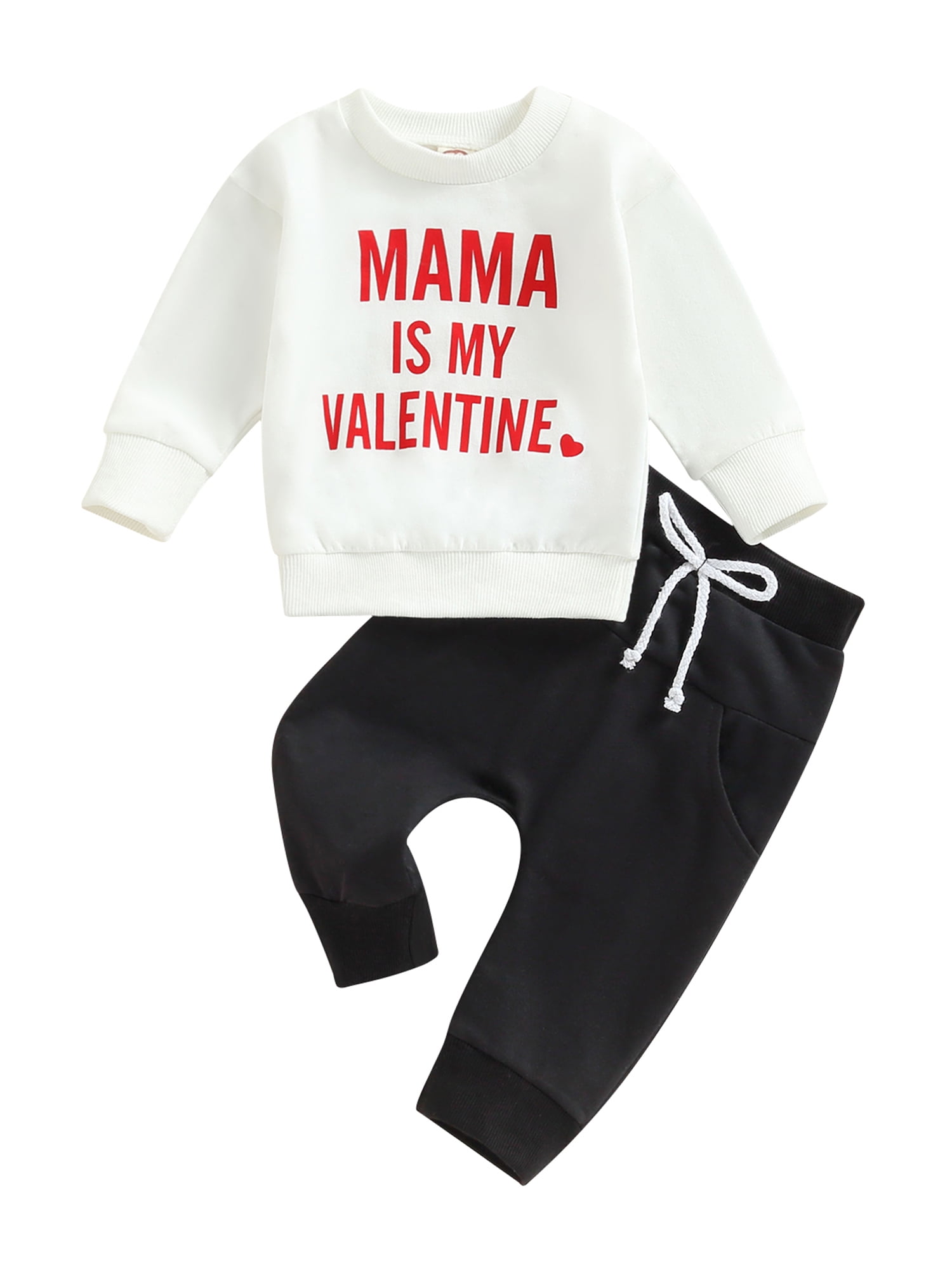 2pcs Kid Boy Colorful Letter Print Pullover Sweatshirt and Black Pants Set