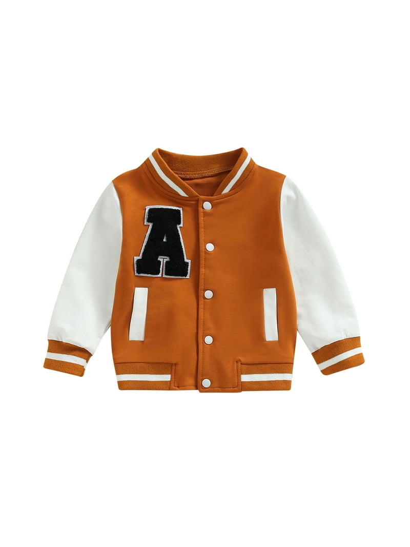 Toddler Baby Boy Girl Varsity Jacket Kids Contrast Color Baseball