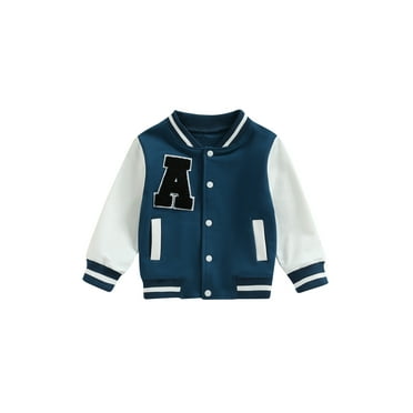 Toddler Baby Boy Girl Varsity Jackets Color Block Button Baseball Jacket Letter Bomber Jackets Fall Coat Outwear