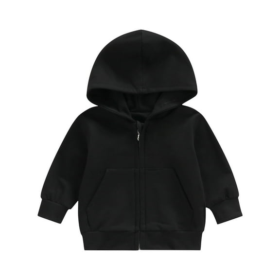 Toddler Baby Boy Girl Zip Up Hoodies 12M 18M 24M 3Y 4Y 5Y Solid Color Casual Long Sleeve Hooded Sweatshirts Jacket with Pocket