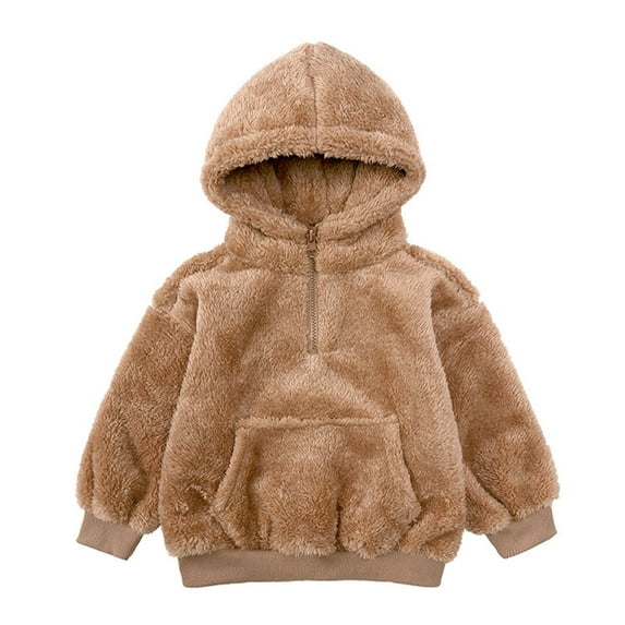Toddler Baby Boy Girls Fleece Hooded Jackets Cute Solid Zip Up Coat Fuzzy Winter Warm Hoodie Sweatshirt Outwear Baby Clothes