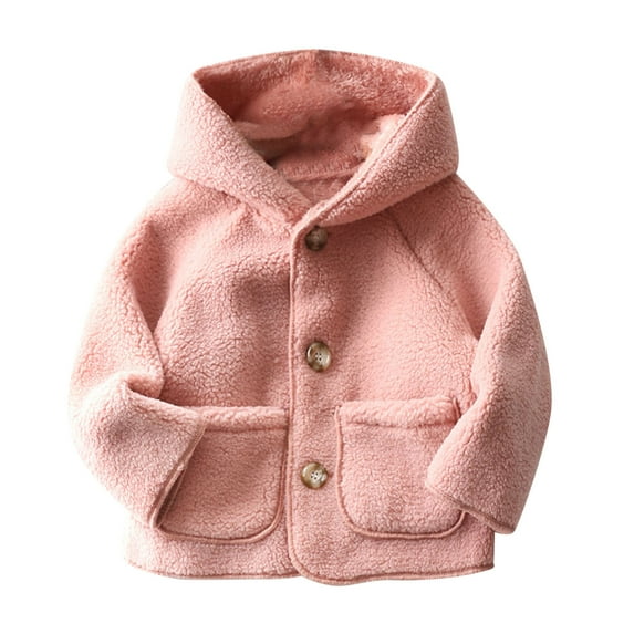 Toddler Baby Boy Girls Fleece Jackets Kids Lightweight Cute Fuzzy Sherpa Winter Warm Coat Outerwear Soft Hooded Zip Up Jacket Coats