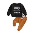 thumbnail image 1 of Toddler Baby Boy Halloween Outfit 6M 12M 18M 24M 3Y Mamas Pumpkin Long Sleeve Crewneck Sweatshirt Tops Jogger Pants Set, 1 of 10