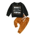 thumbnail image 1 of Toddler Baby Boy Halloween Outfit 6M 12M 18M 24M 3Y Mamas Pumpkin Long Sleeve Crewneck Sweatshirt Tops Jogger Pants Set, 1 of 10