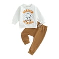 thumbnail image 1 of Toddler Baby Boy Halloween Outfit 6M 12M 18M 24M 3Y Pumpkin Ghost Sweatshirt and Pants Set Cute Halloween Fall Winter Clothes, 1 of 10