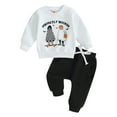 thumbnail image 1 of Toddler Baby Boy Halloween Outfits Ghost Pumpkin Print Sweatshirt Tops Pants Set Cute Infant Newborn Fall Clothes, 1 of 10