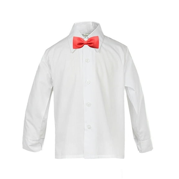Toddler Baby Boy Kid Formal Party Tuxedo Suit White Dress Shirt RED Bow tie Sm4T