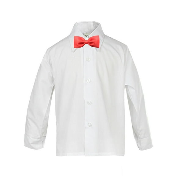 Toddler Baby Boy Kid Formal Party Tuxedo Suit White Dress Shirt RED Bow tie Sm4T
