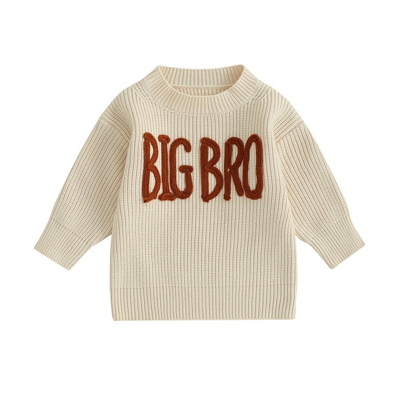Toddler Baby Boy Knit Sweater 6M 12M 18M 24M 3Y 4Y 5Y 6Y Big Bro Letter Embroidery Long Sleeve Knitted Sweatshirt Fall Winter Warm Clothes