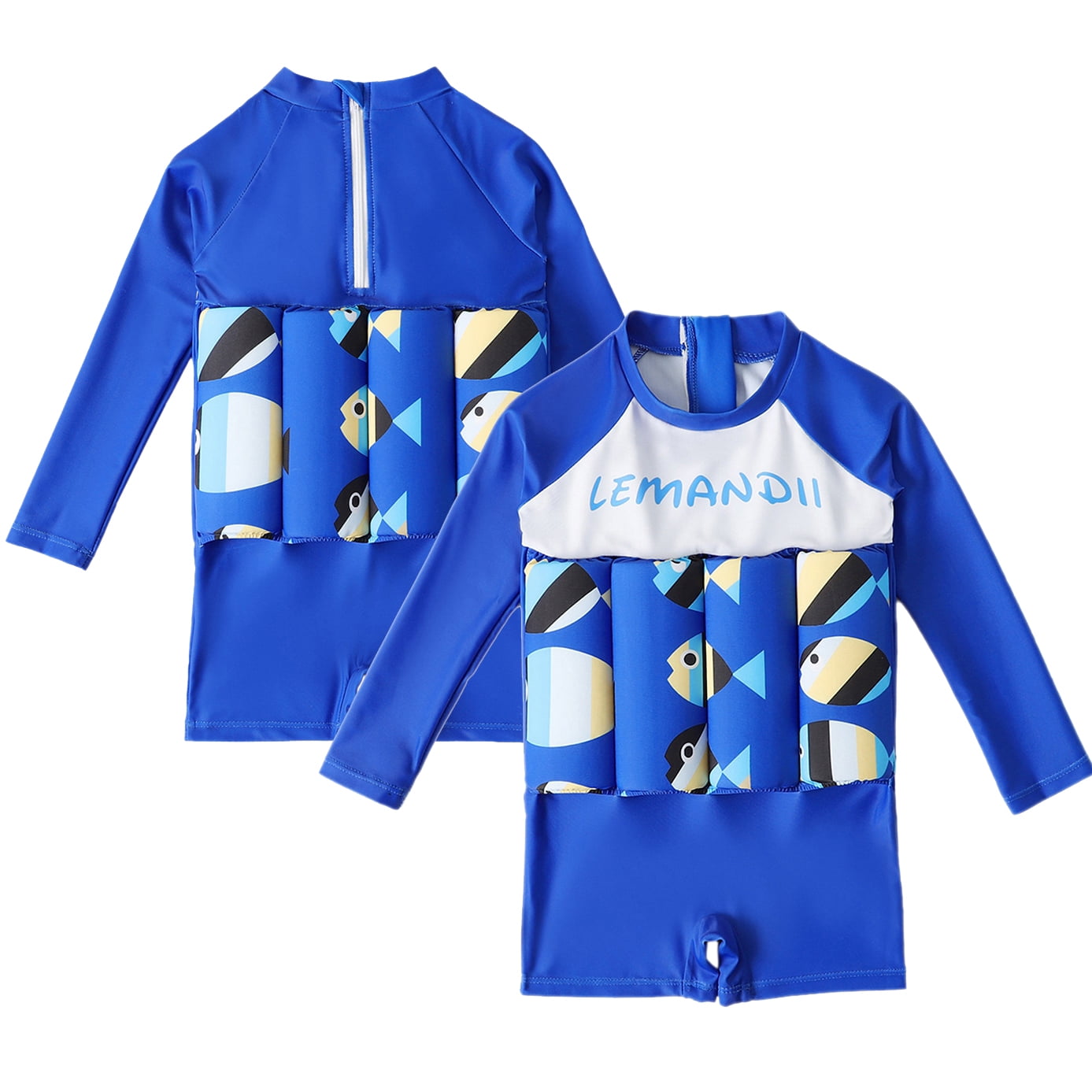 Toddler Baby Boy Long Sleeve Float Swimsuit Buoyancy Sticks Kids One Piece Floating Swim