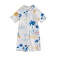 thumbnail image 1 of Toddler Baby Boy One Piece Swimsuit Infant Short Sleeve Zipper Bathing Suit Rash Guard Swimwear Beachwear Sunsuit, 1 of 7