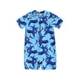 thumbnail image 1 of Toddler Baby Boy One Piece Swimsuit Infant Short Sleeve Zipper Bathing Suit Rash Guard Swimwear Beachwear Sunsuit, 1 of 7