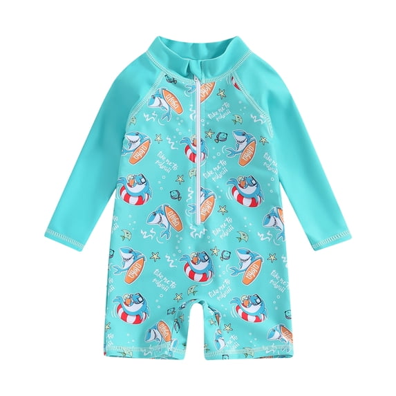 Toddler Baby Boy One Piece Swimsuit Little Kids Half Zip Short Sleeve Bathing Suit Rashguard 9M-8Y Boys Swimsuits Toddler