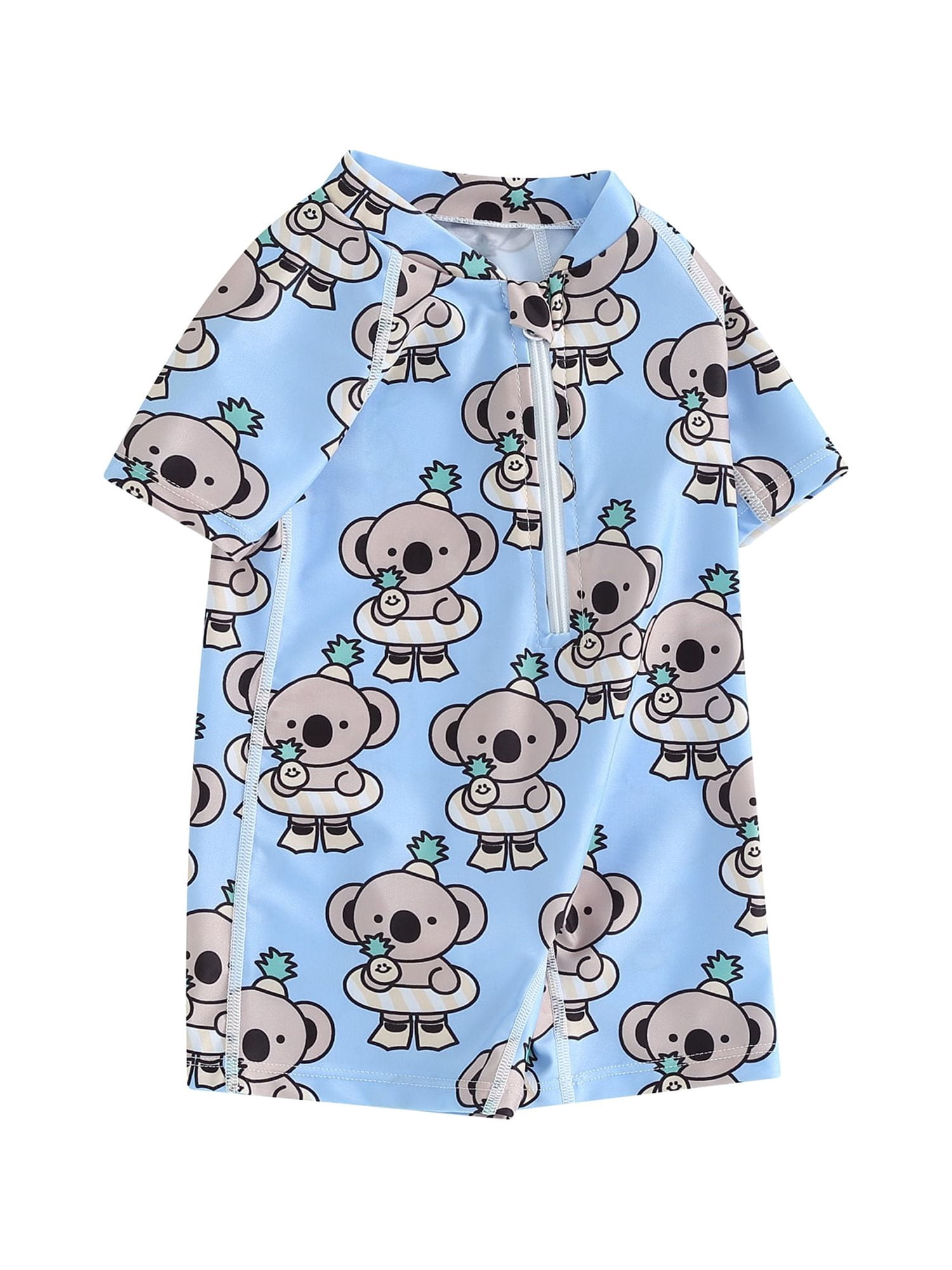 SwimZip Baby Boy Rash Guard & Swim Trunks Set - UPF 50+ Sun Protection, Full Zipper, Fish Bone Blue - View #9